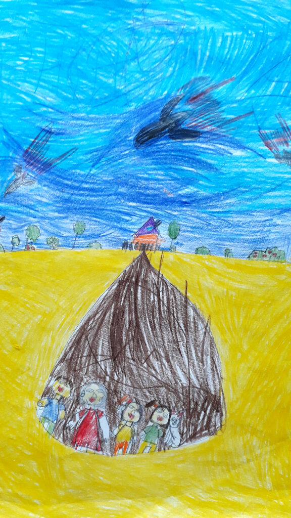 Bild gemalt von Zoja aus Krywyj Rih, UA - 6 Jahre, geflüchtet nach Meißen